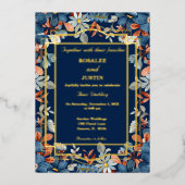 Invitation En Aluminium Mariage Floral Bleu (Recto)