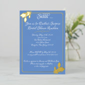 Invitation En Aluminium Mariage Floral, Bleu Campagne, Or (Debout devant)