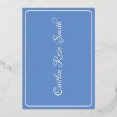 Invitation En Aluminium Mariage Floral, Bleu Campagne, Or (Verso)