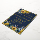 Invitation En Aluminium Mariage floral bleu de la marine (Rotation)