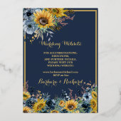 Invitation En Aluminium Mariage floral bleu de la marine (Verso)