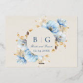 Invitation En Aluminium Mariage floral bleu Dusty RSVP (Verso)