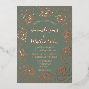 Invitation En Aluminium Mariage floral bohème de roses vert sauge et feuil