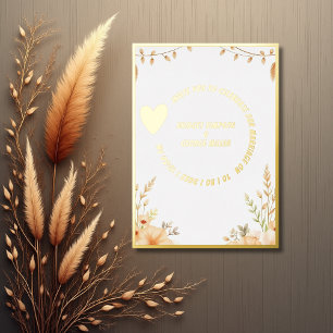 Invitation En Aluminium Mariage floral bohème rustique or luxe