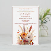 Invitation En Aluminium Mariage floral Boho d'automne | Blanc (Debout devant)