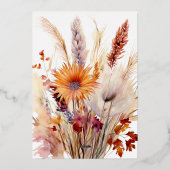 Invitation En Aluminium Mariage floral Boho d'automne | Blanc (Verso)