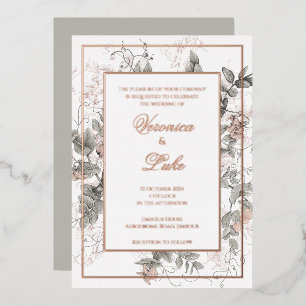 Invitation En Aluminium Mariage Floral Botanique Vintage