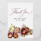 Invitation En Aluminium Mariage floral Burgundy élégant Script (Recto)