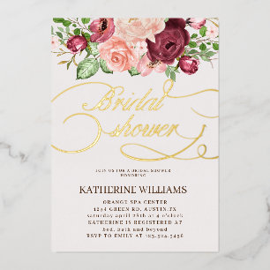 Invitation En Aluminium mariage floral calligraphié shower de mariée