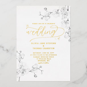 Invitation En Aluminium Mariage Floral Classique Moderne Formel Orchidées 