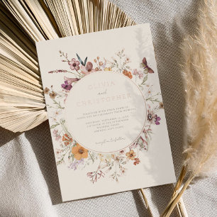 Invitation En Aluminium Mariage Floral de Fleur de Champ Bohème Minimalist