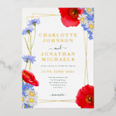 Invitation En Aluminium Mariage Floral d'été vert moderne (Recto)