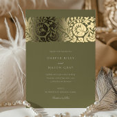 Invitation En Aluminium Mariage Floral d'or vert olive