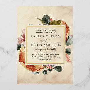 Invitation En Aluminium Mariage floral élégant automnal