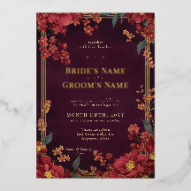 Mariage Floral Élégant de Teinte de Bijou Rouge