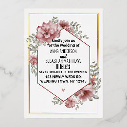 Invitation En Aluminium Mariage Floral Élégant et Neutre à l'Aquarelle