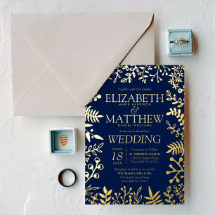 Invitation En Aluminium Mariage Floral Élégant Réel
