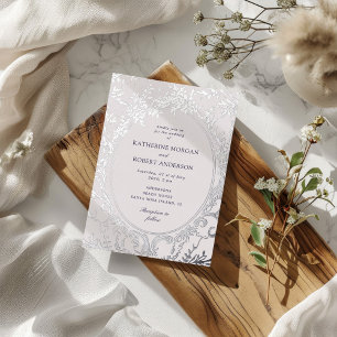Invitation En Aluminium Mariage Floral Élégant Vintage Français