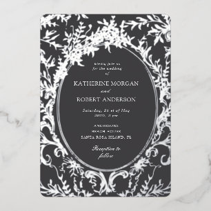 Invitation En Aluminium Mariage Floral Élégant Vintage Français