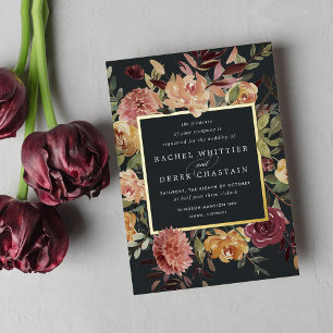 Invitation En Aluminium Mariage floral en fleurs rustiques