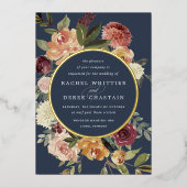 Invitation En Aluminium Mariage floral en fleurs rustiques (Recto)