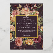 Invitation En Aluminium Mariage floral en fleurs rustiques (Recto)