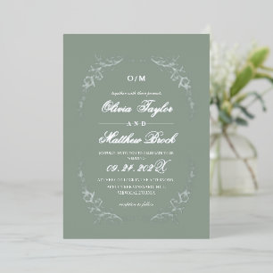 Invitation En Aluminium Mariage Floral Français Vert Sauge Moderne & Tenda