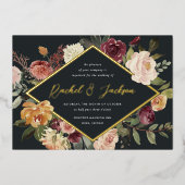 Invitation En Aluminium Mariage floral géométrique en fleur rustique (Recto)