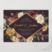 Invitation En Aluminium Mariage floral géométrique en fleur rustique (Recto)