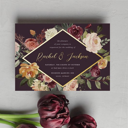 Invitation En Aluminium Mariage floral géométrique en fleur rustique