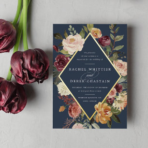 Invitation En Aluminium Mariage Floral Géométrique Rustique en Fleur