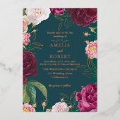 Invitation En Aluminium Mariage Floral Gold & Emerald Green (Recto)