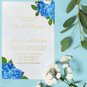 Invitation En Aluminium Mariage Floral Hortensia Bleu