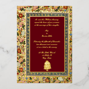 Invitation En Aluminium Mariage Floral Indien Élégant Vintage 1618