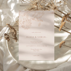 Invitation En Aluminium Mariage Floral Minimaliste Moderne Rose Gold