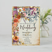 Invitation En Aluminium Mariage floral mixte d'automne (Debout devant)
