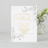Invitation En Aluminium Mariage floral moderne classique ivoire cadre orch (Debout devant)