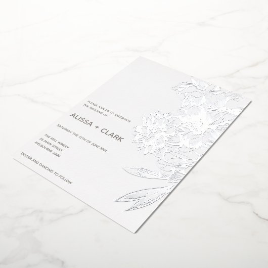 Invitation En Aluminium Mariage floral moderne simple et élégant (Rotation)