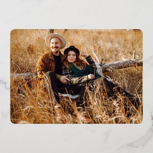 Invitation En Aluminium Mariage floral noir élégant (Verso)