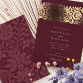 Invitation En Aluminium Mariage Floral Or Bourgogne