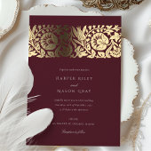 Invitation En Aluminium Mariage Floral Or Bourgogne