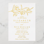 Invitation En Aluminium Mariage floral or croché (Recto)