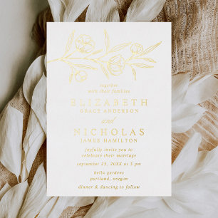 Invitation En Aluminium Mariage Floral Or Esquisse
