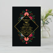 Invitation En Aluminium Mariage Floral or moderne Rancho mexicain (Debout devant)