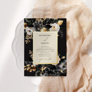 Invitation En Aluminium Mariage Floral Or Noir Aquarelle