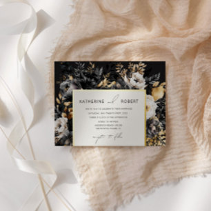 Invitation En Aluminium Mariage Floral Or Noir Aquarelle