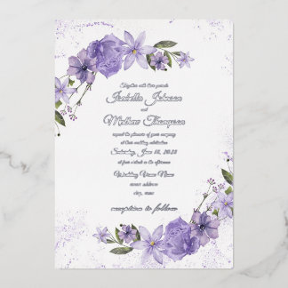 Invitation En Aluminium Mariage floral pourpre
