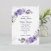 Invitation En Aluminium Mariage floral pourpre (Debout devant)