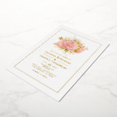 Invitation En Aluminium Mariage floral rose et or (Rotation)