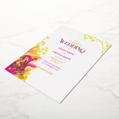 Invitation En Aluminium Mariage floral rose et orange (Rotation)